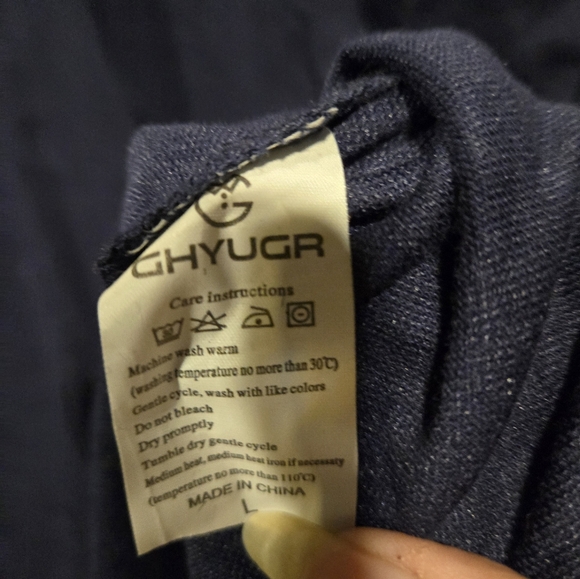 NWOT Men's Ghyugr Two Tone Blue Long Sleeve Polo With Pocket Size Large - Picture 7 of 8